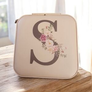 Floral Initial "S" Jewelry Travel Case